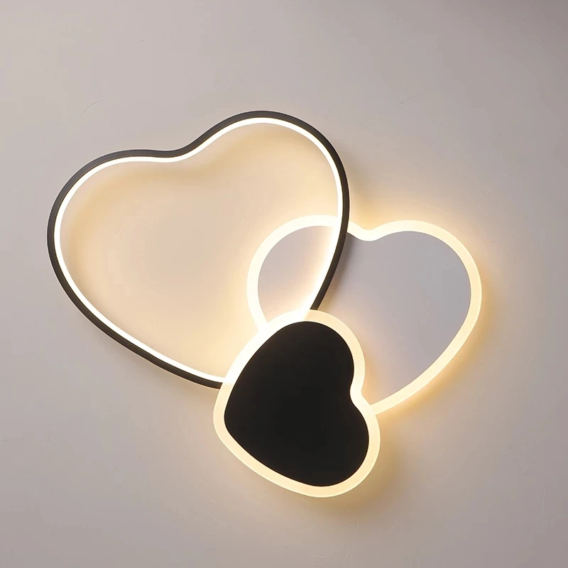 Plafonnier LED en Forme de Cœur en Noir et Blanc, Luminaire Décoratif d'Nik, Idéal pour un Salon, un Restaurant