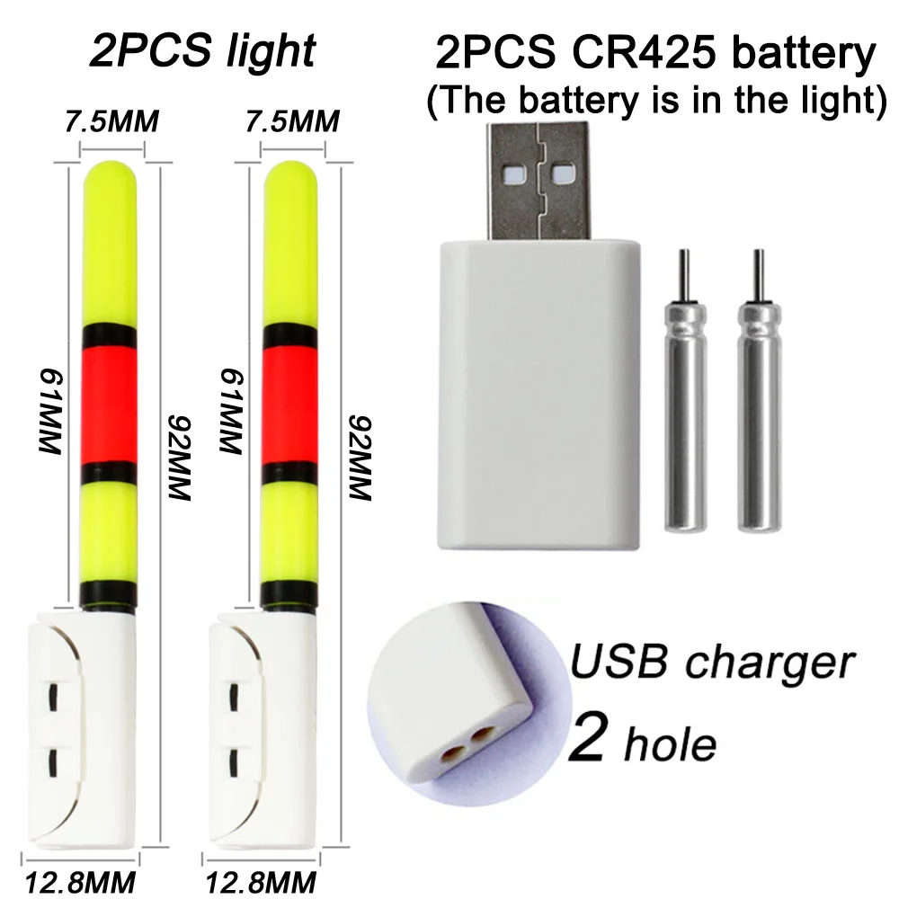 Verbesserte Nacht Angeln Schwimmt Licht Leucht CR425 3,6 V Lithium-Batterie Ladegerät Set Boje Werkzeuge Süßwasser Bobber Pesca Tackle