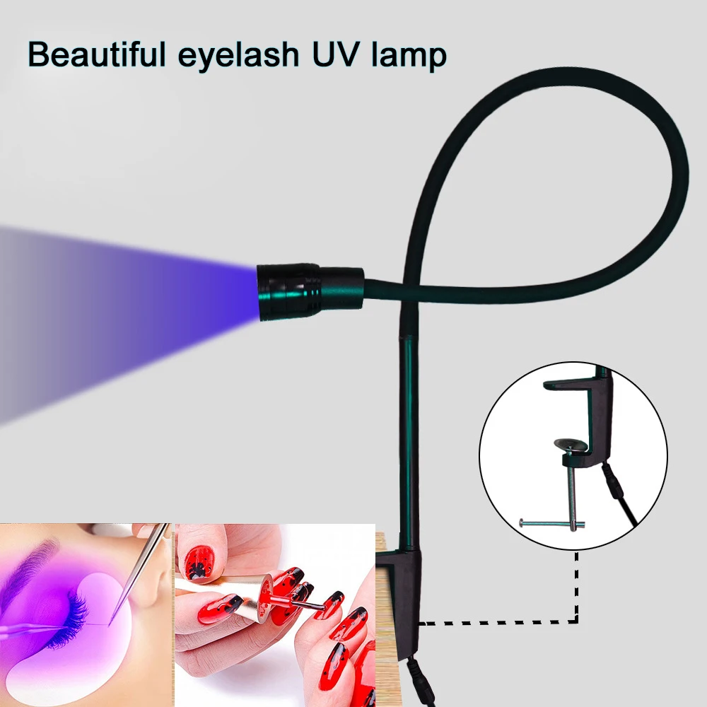 10W Purple Light Eyelash UV Lamp False Eyelash Extension UV Gel Curing Lamp Foot Switch Phototherapy Lamp Nail Oil Curing Lamp