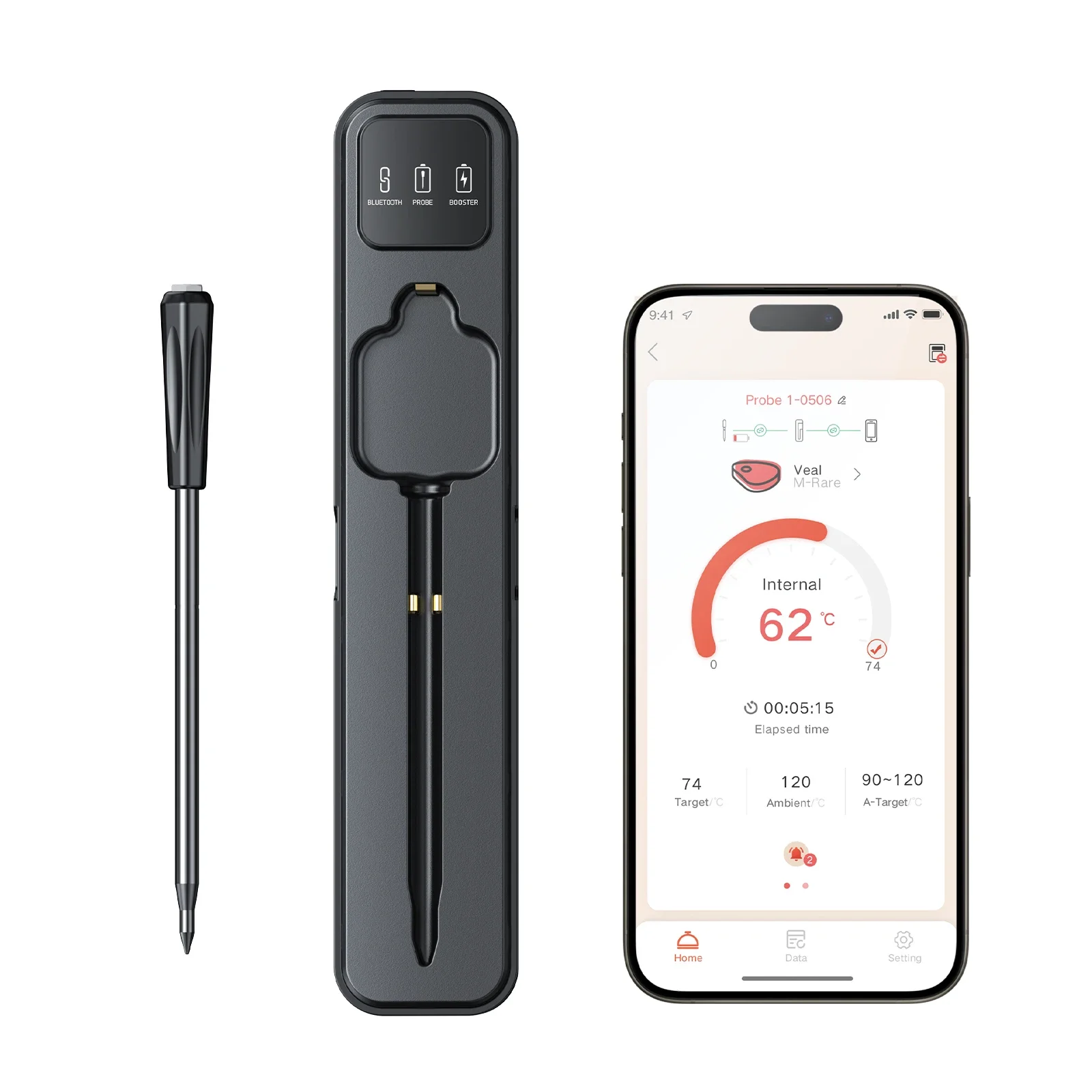 

Digital Meat Thermometer Wireless Bluetooth Kitchen Thermometer Water-proof Probe Support APP Monitoring for Oven Grill BBQ