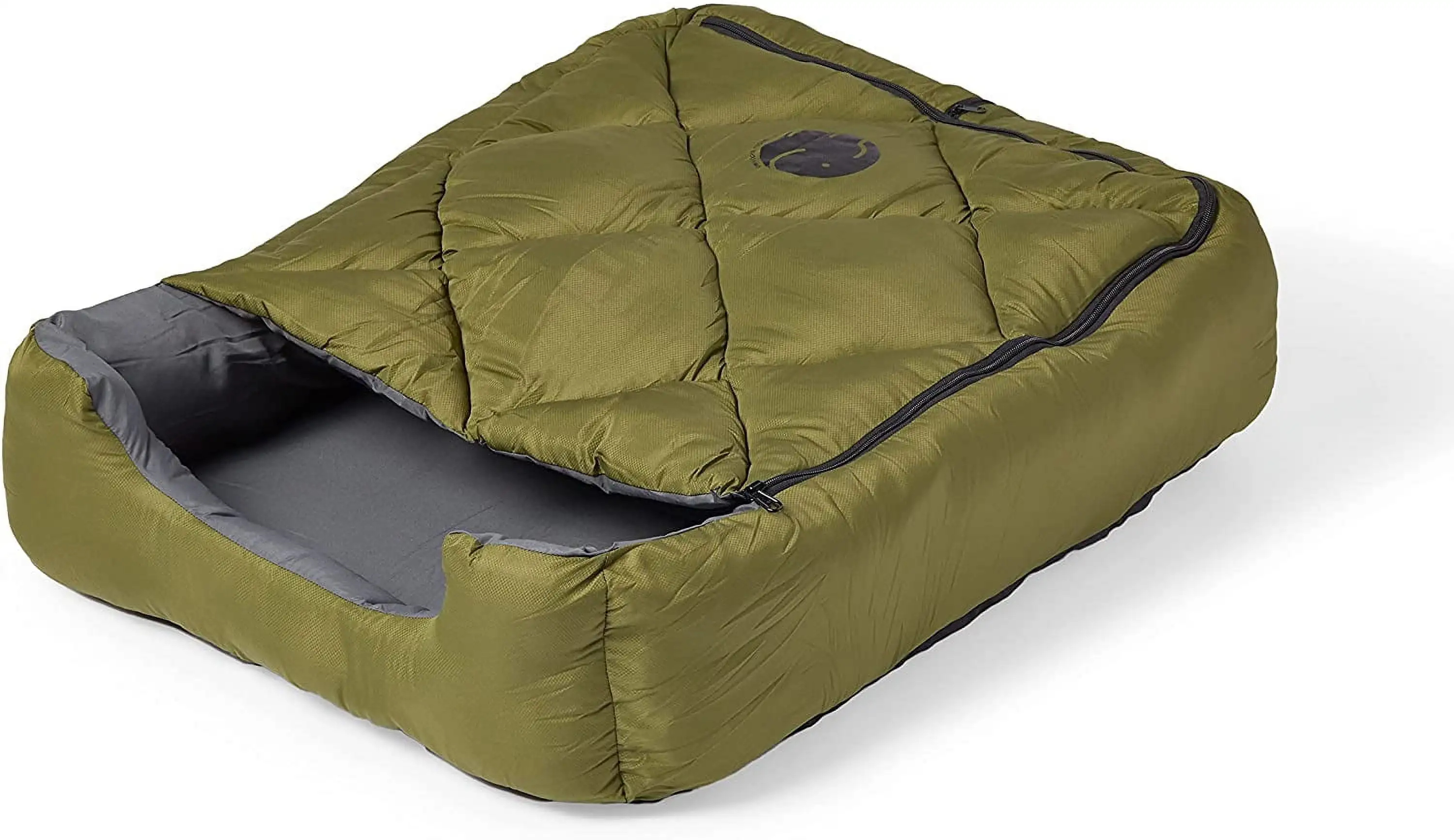 

Pet Sleeping Bag (Sm/Green) with Zippered Cover for Travel, Camping, Backpacking, Hiking | Good for Small and Large Pets | Use