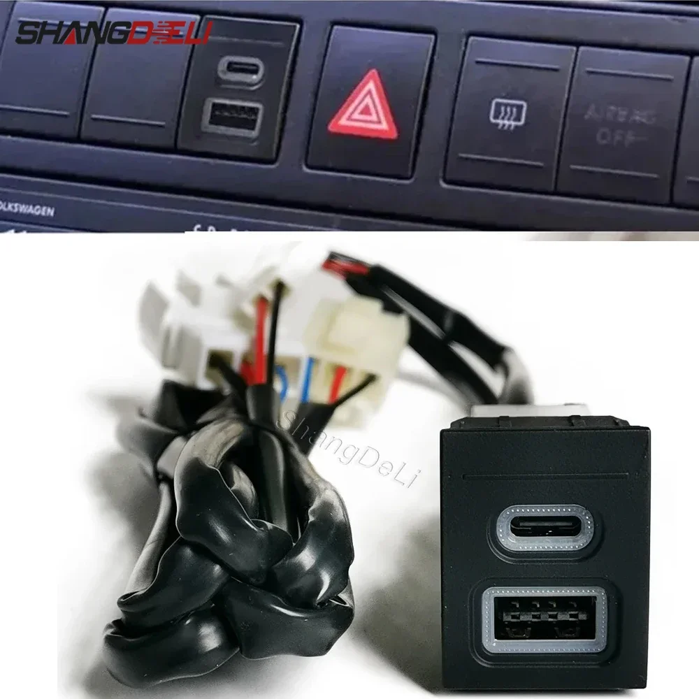 

Автомобильное двойное зарядное устройство QC3.0 USB Type-c PD 12 В/24 В, интерфейс адаптера, зарядная розетка, подходит для POLO 2002-2009, аксессуары