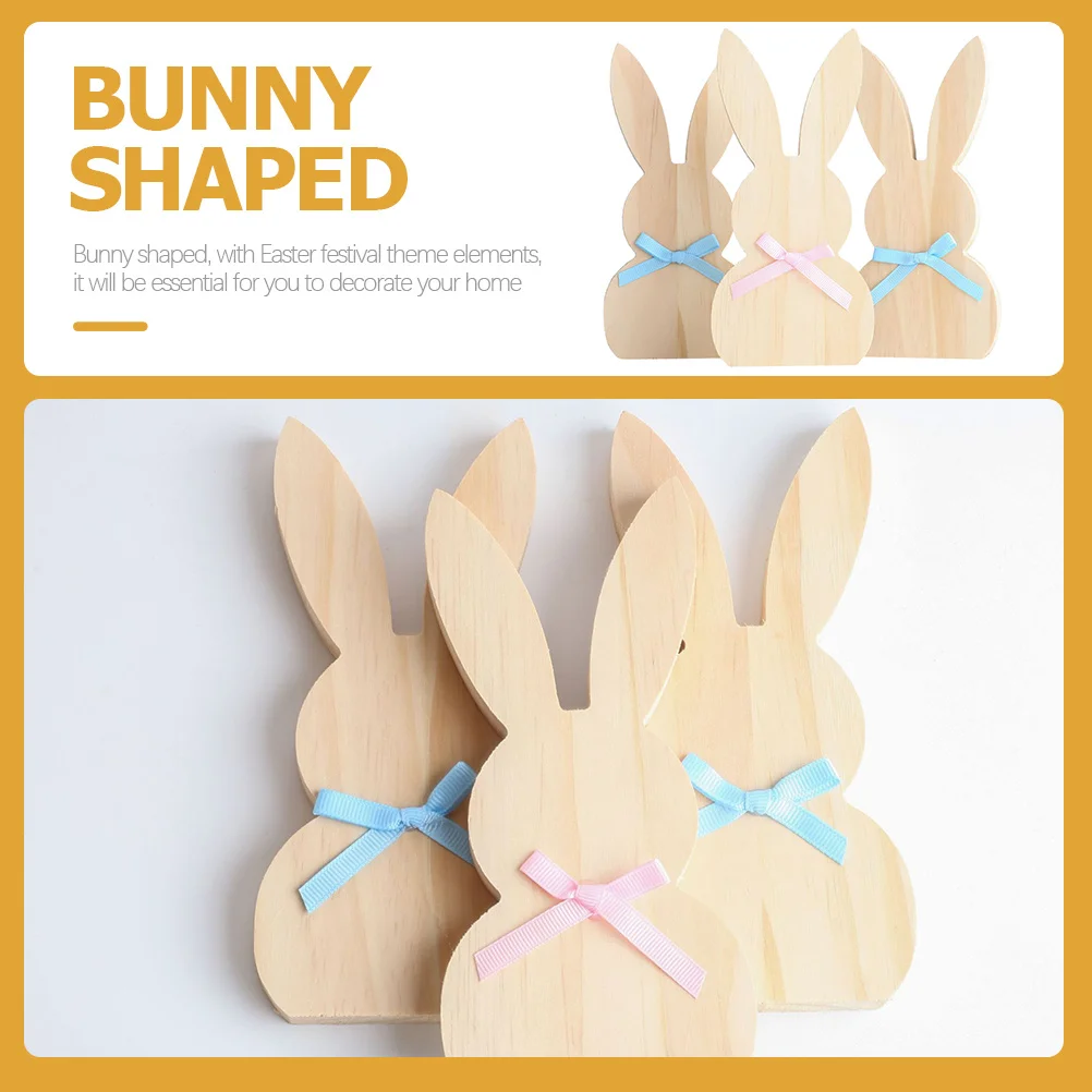 

DIY Wooden Easter Bunny Ornaments Unfinished Table Signs Craft Kit for Spring Celebration Home Decoration Party Supply