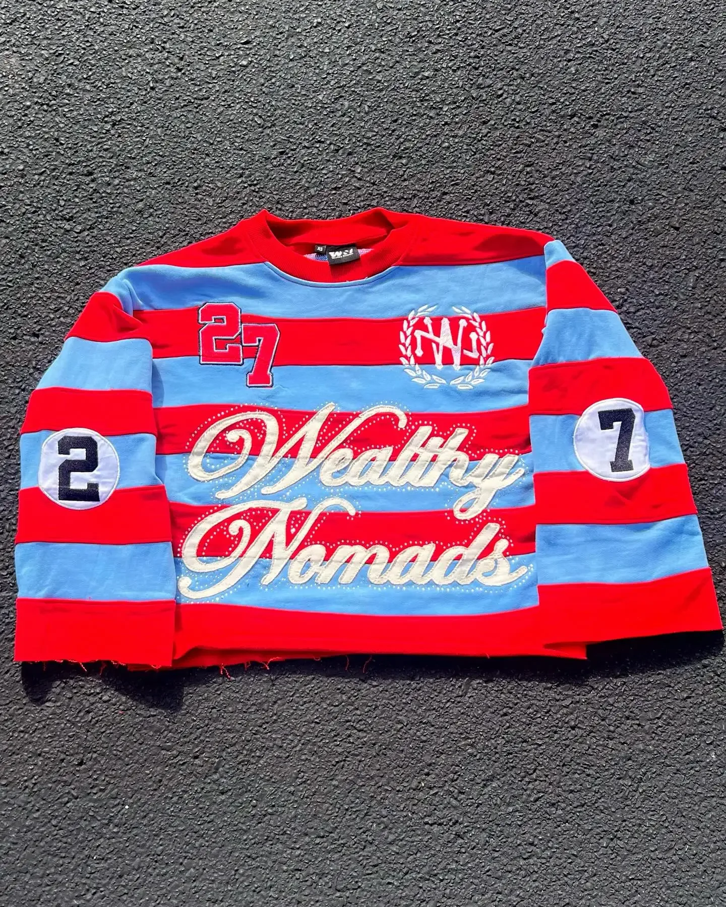 Y2k Harajuku الرجال النساء الهيب هوب شريط لصق بأكمام طويلة تي شيرت المتضخم فضفاض رسالة الجرافيك تي شيرت الشارع الشهير الجولة الرقبة القمم