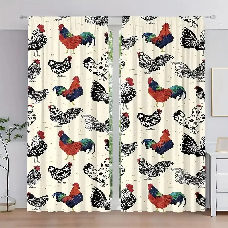 

Красочные шторы с рисунком петуха и курицы, украшение для спальни и гостиной, украшение для дома, украшение комнаты