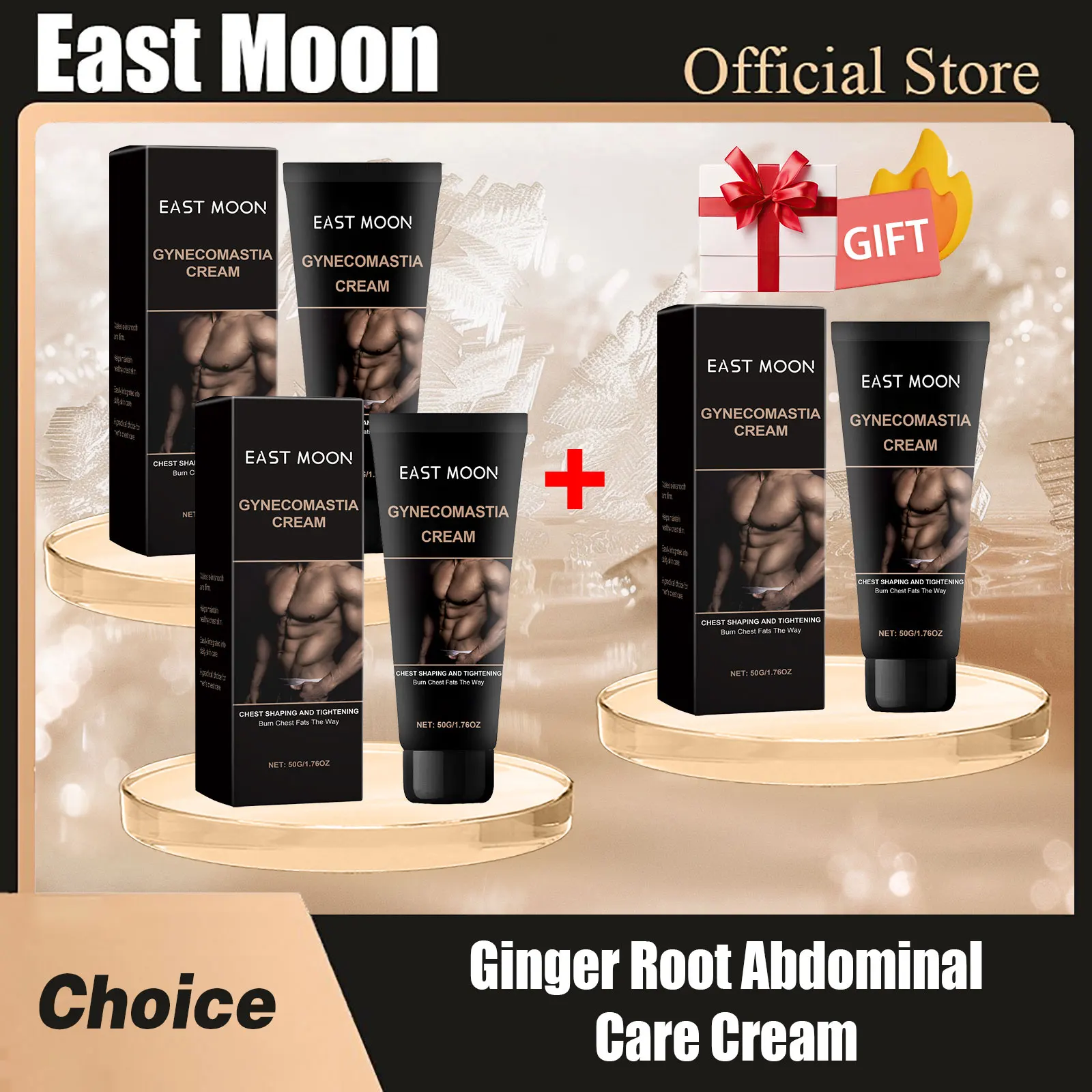 

East Moon Ginger Root Abdominal Muscle Care Cream Moisturize Massage Anti Cellulite Fat Burning Tighten Man Body Shaping Creams