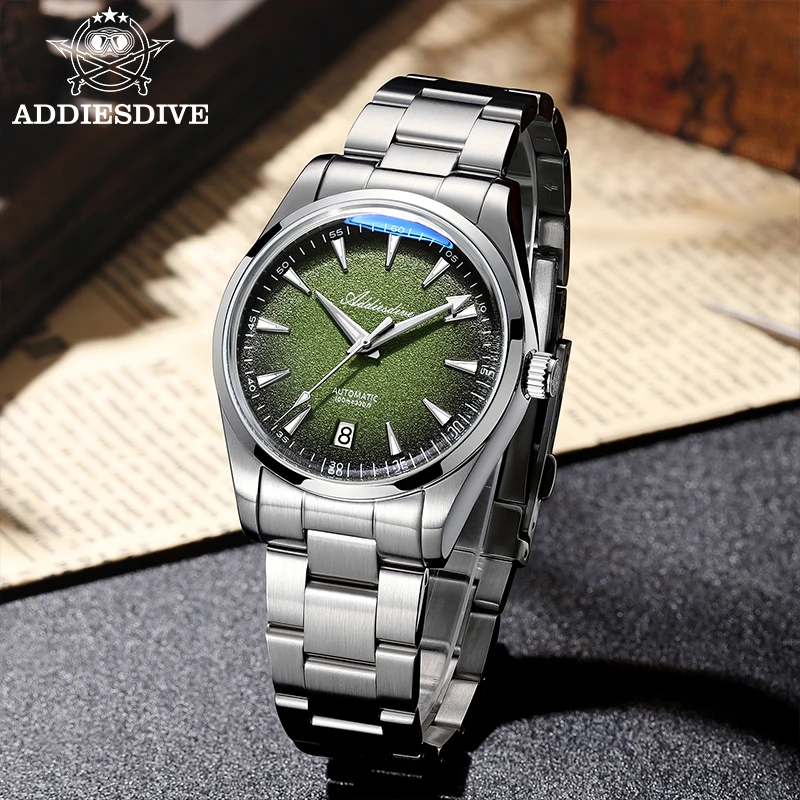 ADDIESDIVE Hot Sale Men Watch BGW9 Blue Luminous 316L Stainless Steel 10Bar Waterproof 8215 Movement Automatic Mechanical Watch