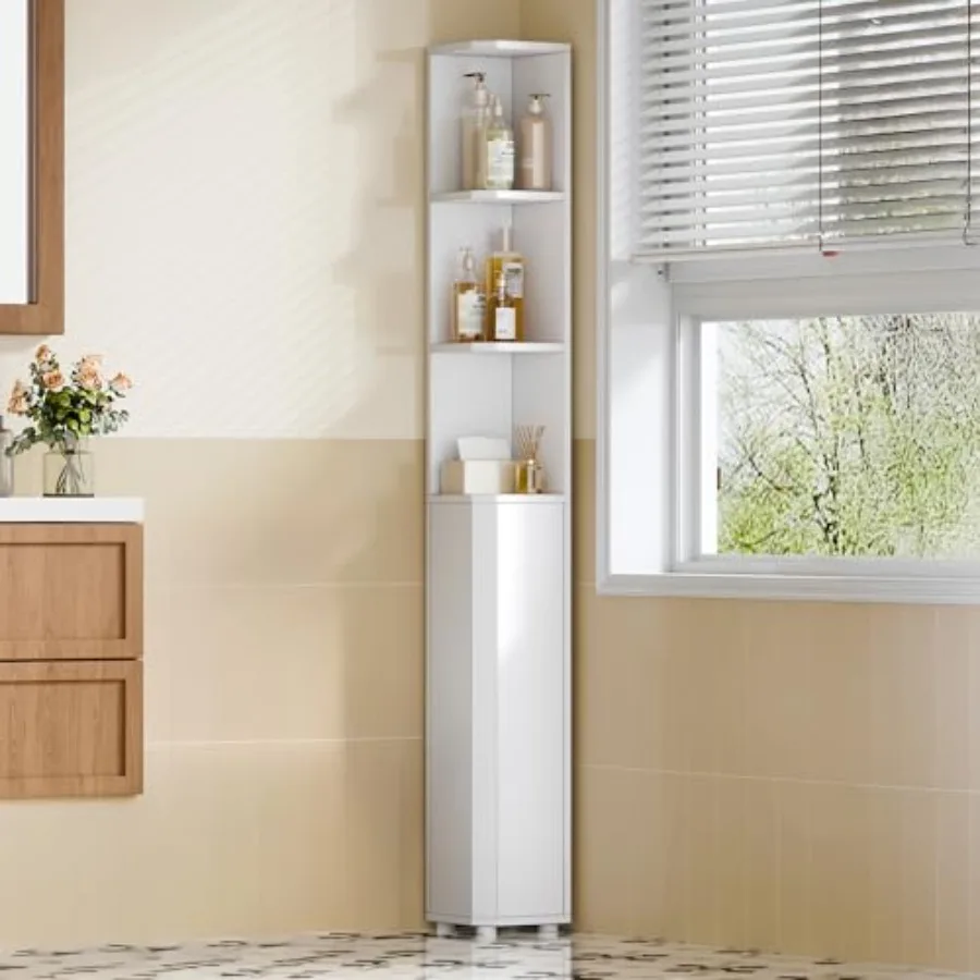 

Corner Cabinet Tall Bathroom Corner Cabinet with Doors Narrow Storage Cabinets with Adjustable Shelves Bathroom Organizers and