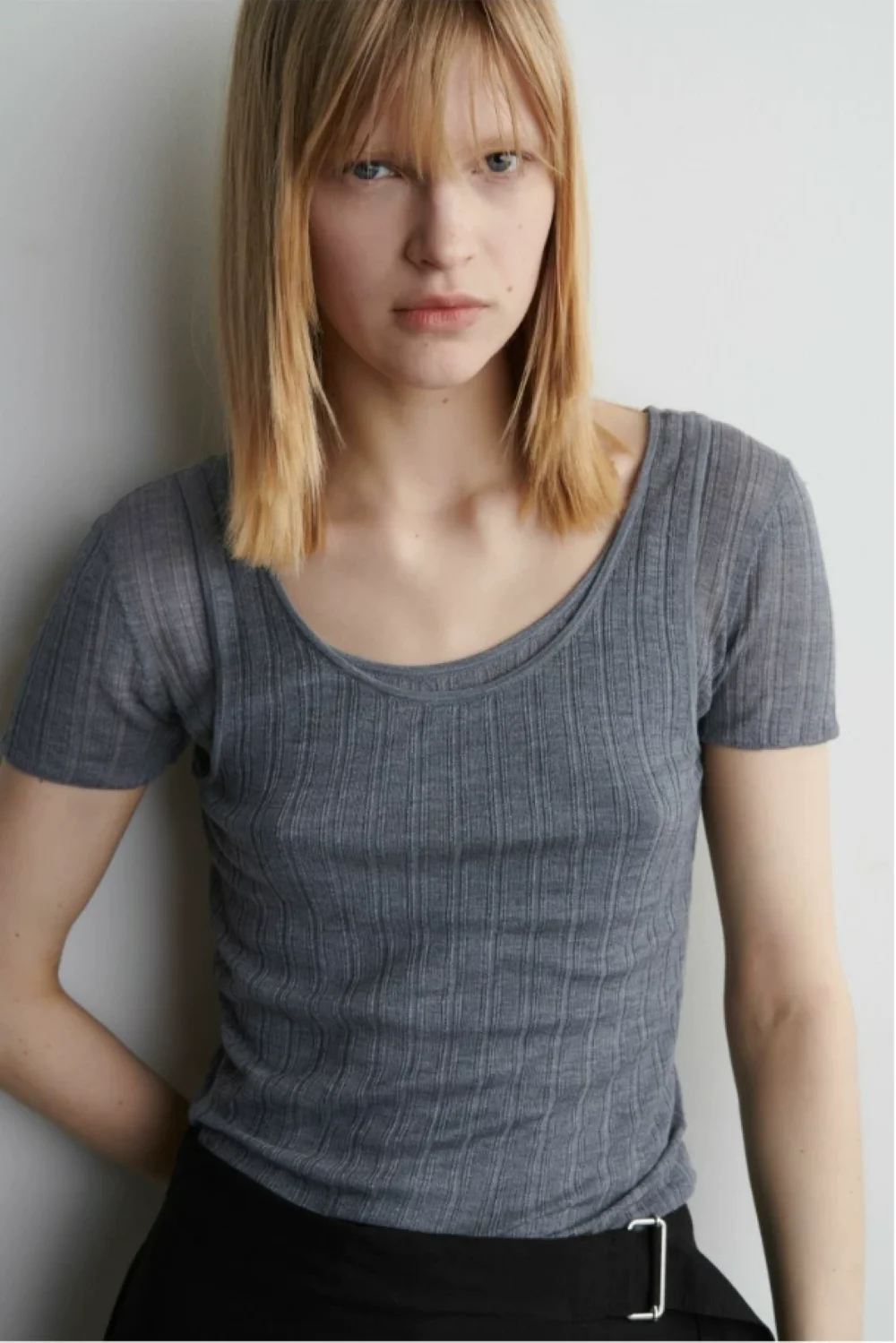 XIMIAN APPAREL 2026 YAZHIMEI cos summer new style of Women's Casual Shaping style rib-knit wool blend T-shirt
