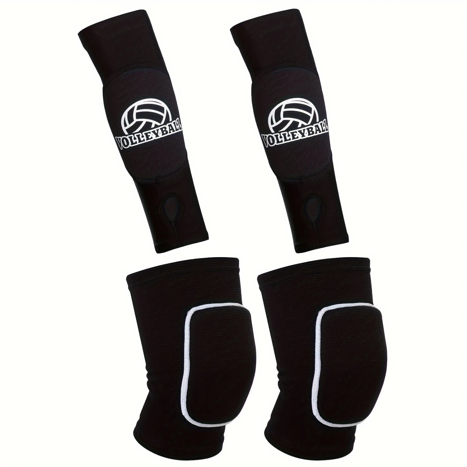 

2 Pieces Volleyball Accessories, Include 1pair Volleyball Knee Pads & 1pair Volleyball Arm Sleeves With Protective Pads And Thum