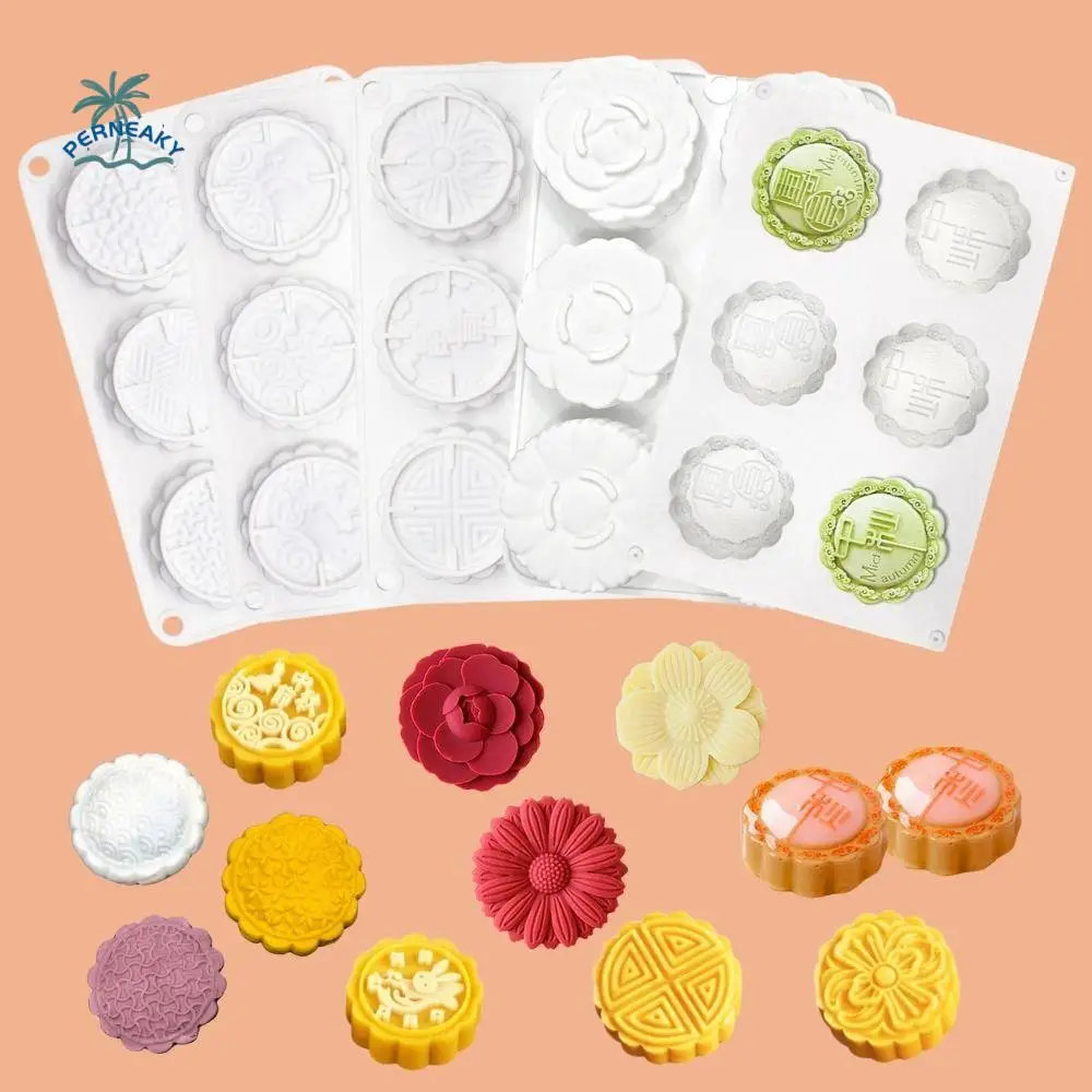 

Candle Mold 3D 6 Holes Mooncake Mold Silicone Embossed Cookie Mold Non-stick Chinese Style Pastry Mold Mid-Autumn Festivals