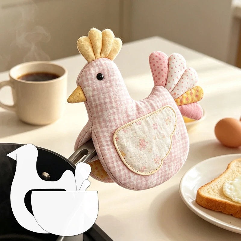 YOMDID 5pcs Chicken Oven Mitt Pattern Sewing Template Farmhouse Style Kitchen Heat Insulation Pad Making Quilting Template