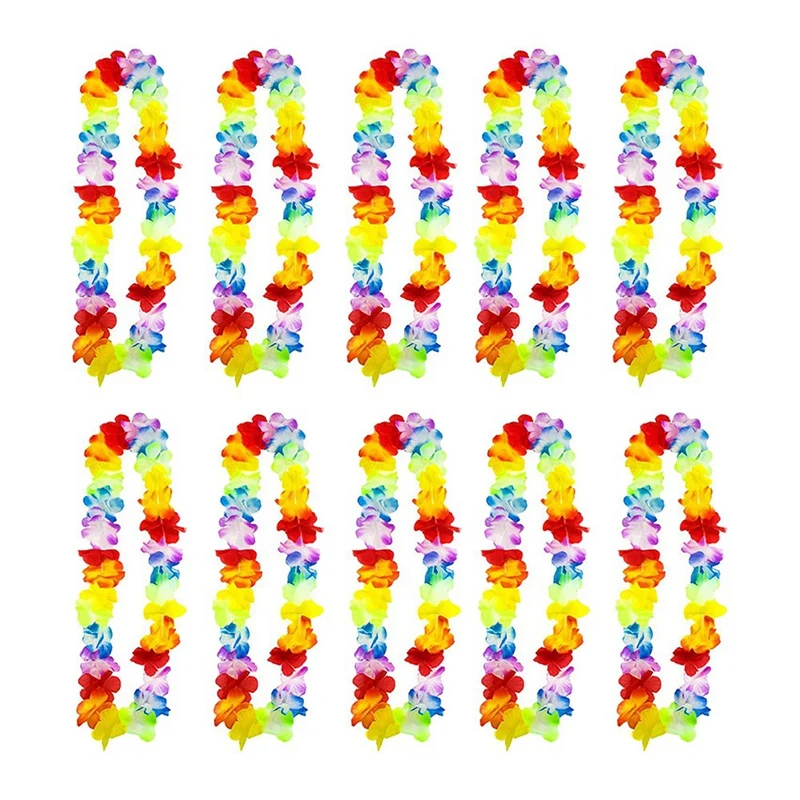 

20 Pack Hawaiian Leis Flower Chains Tropical Flower Chain Perfect Welcome To Your Beach, Pool And Cocktail Party