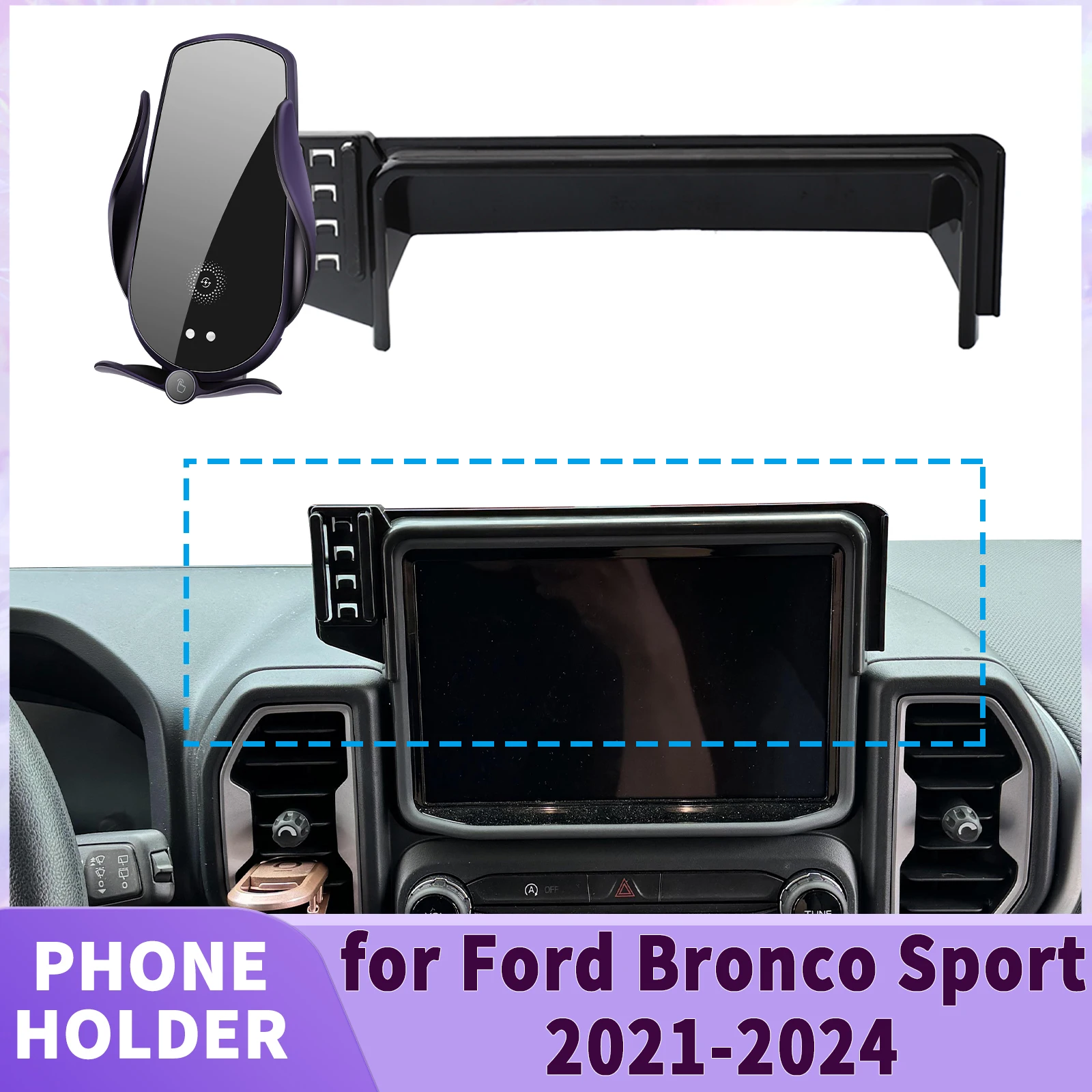 

fit for Ford Bronco Sport 2021 2022 2023 2024 Screen Base Phone Holder Mount ​​ Secure Clip Car​​ accessoires