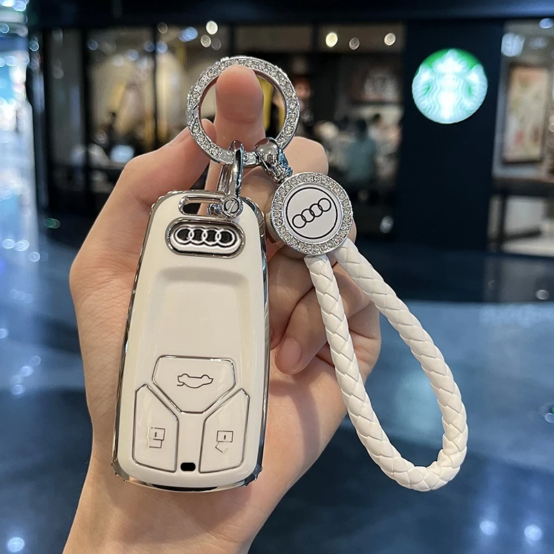 أودي سبائك الزنك A4 B9، A5، A6L، A6، S4، S5، S7، 8W، Q، 4MQ5، TTS، RS نمط سيارة رياضية TPU غطاء حماية لمفتاح السيارة عن بعد #2