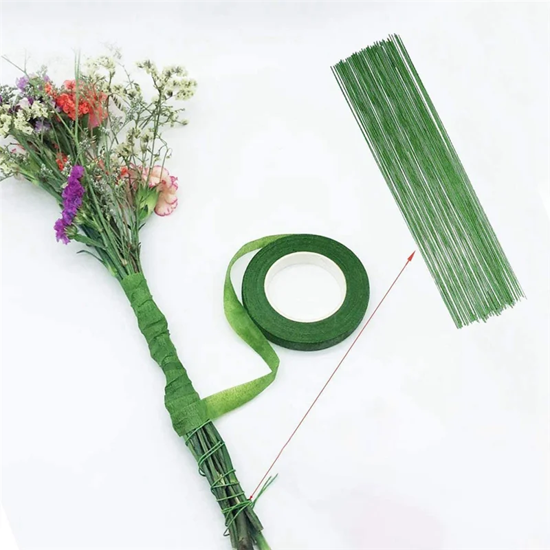 

ABWP-2X Floral Arrangement Tool Kit Floral Tape Stem Wrap Green Stem Wire Floral Wire For Bouquet Stem Wrap Florist