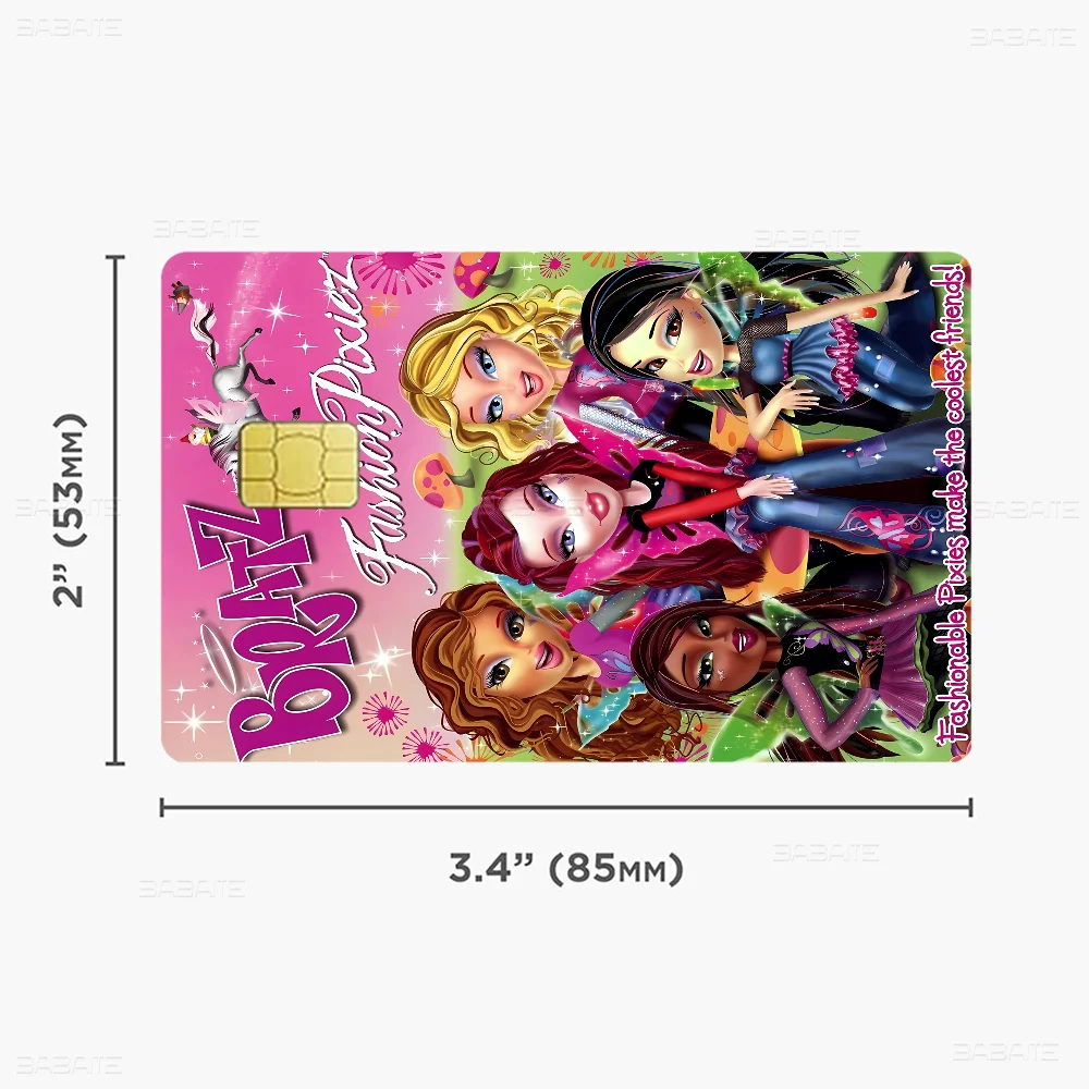 Bratz Doll Classic Anime Cartoon Credit Card Skin Stickers For Bank Card Bus Metro Card Sticker Waterproof Women Gift