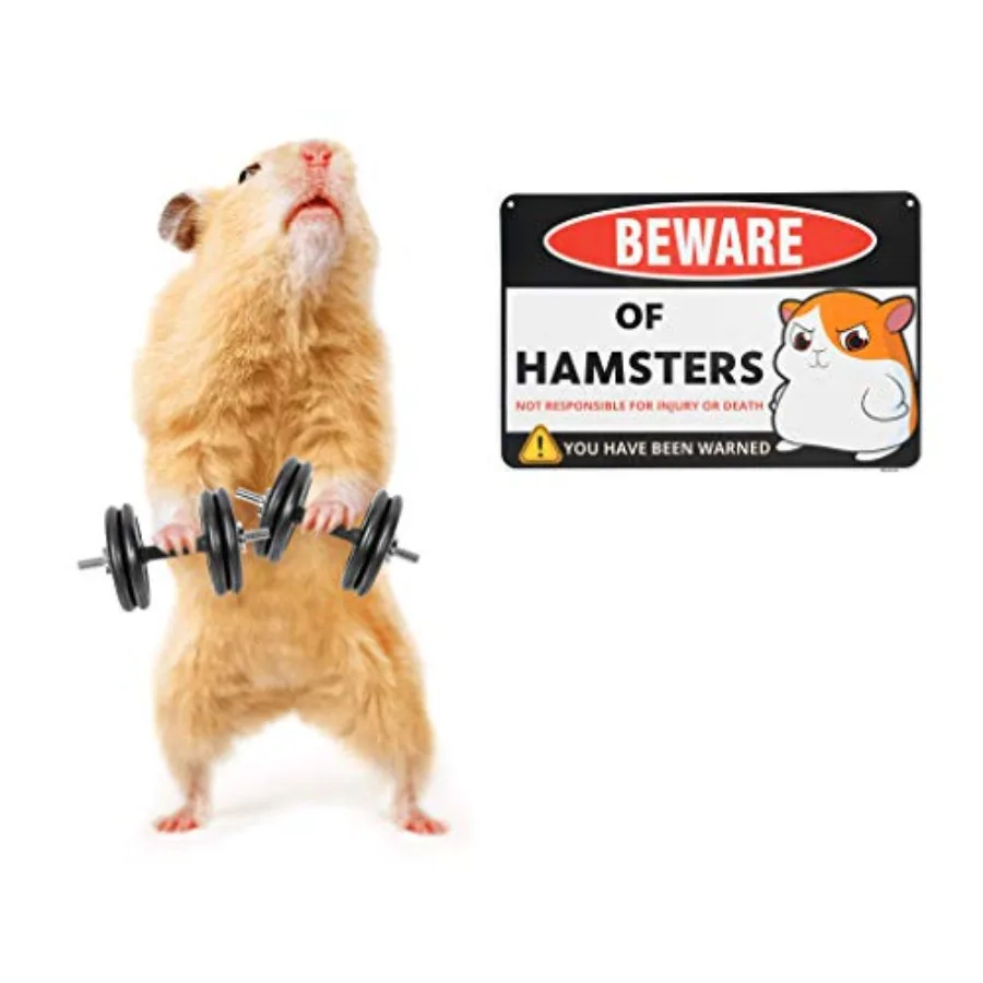 علامة الهامستر ديكور 8 × 12 بوصة الألومنيوم قفص هامستر اكسسوارات الهامستر الهدايا الأشياء اللعب الملابس ملصقات الاشياء