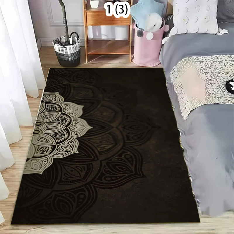

Luxury Black Floral Area Rug for Bedroom Living Room Modern Home Decor Floor Mat Non Slip Washable Carpet for Bedside Sofa
