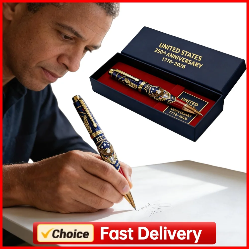 Stylo commémoratif du 250e anniversaire avec boîte cadeau, stylo gel gravé patriotique 1776-2026, pour hommes, avocats, passionnés d'histoire
