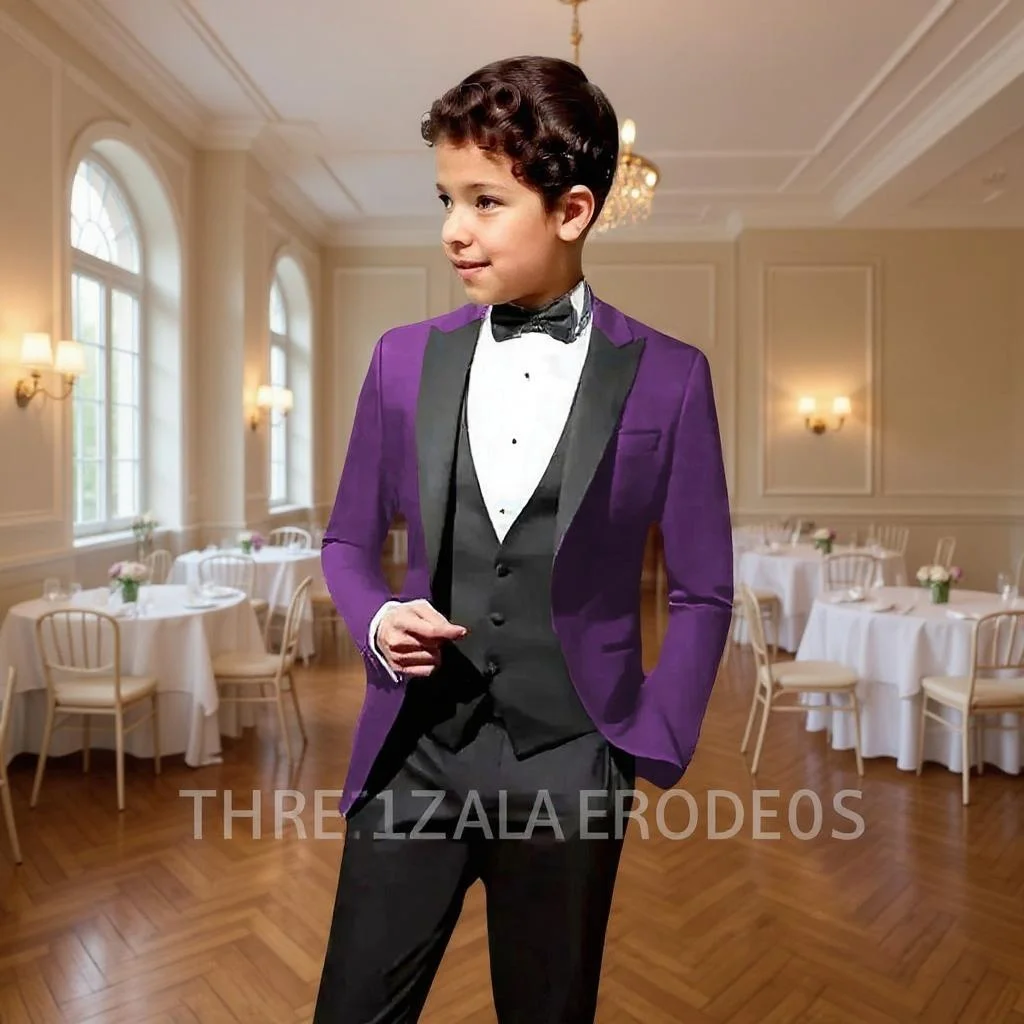 

Formal Suit Set for Boys 3 Pieces Wedding Gentleman Tuxedo Birthday Party Blazer with Vest Pants Performance Boys' Suit Set