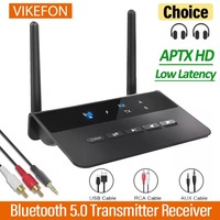 VIKEFON Bluetooth 5.0 Transmitter Receiver Aptx HD LL Low Latency Wireless Audio Adapter 3.5mm AUX RCA Jack for PC TV Headphones