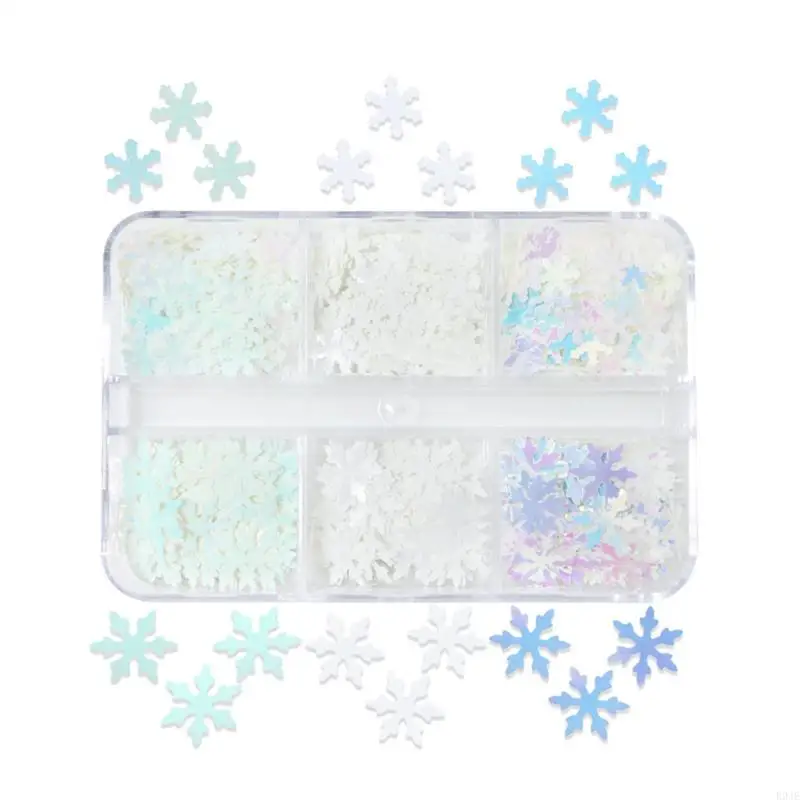 

R9JE Snowflakes Glitter Sequins 3D Xmas Manicure Decoration Supplies Decals for Women Kids Girl