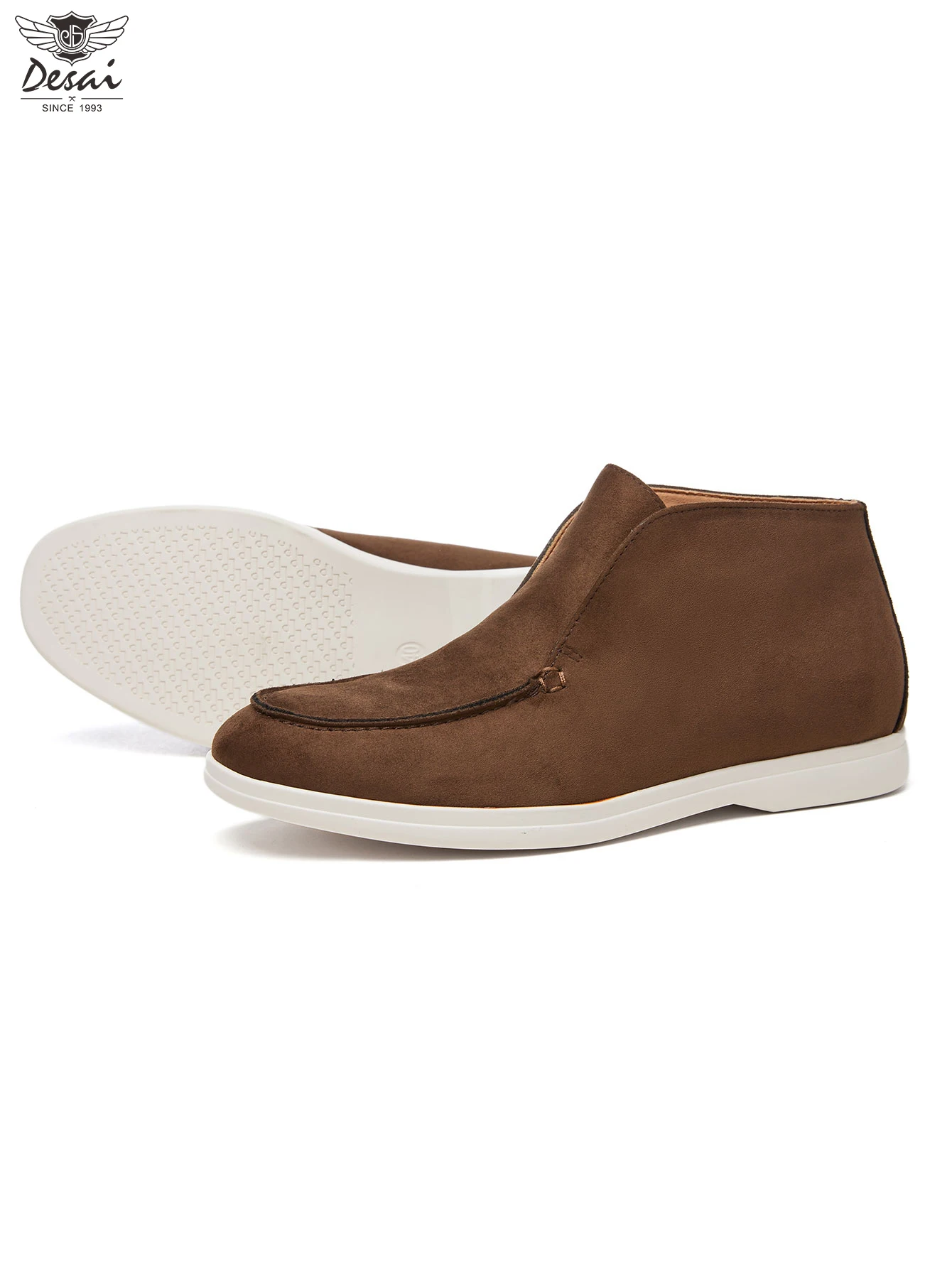 Desai Herren Neue Einfarbige Matte Slip-On Stiefeletten, Klassische Loafer-Stil Lässige Hohe Stiefel, Flache Sohle Vielseitig Vintage – Detail 8