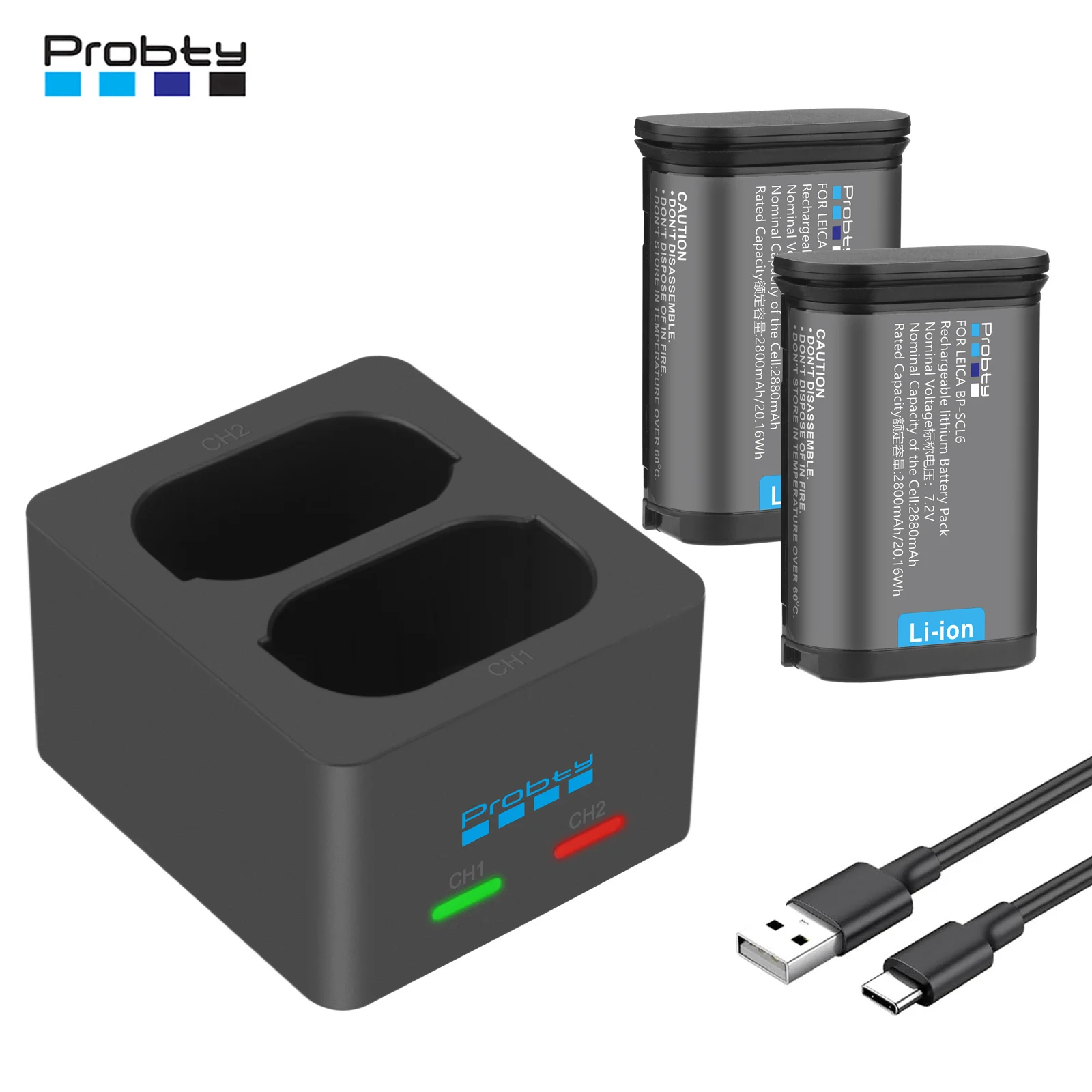 2880mAh BP-SCL6 Battery+LED Dual Slot Charger For Leica Q2 SL2 SL2