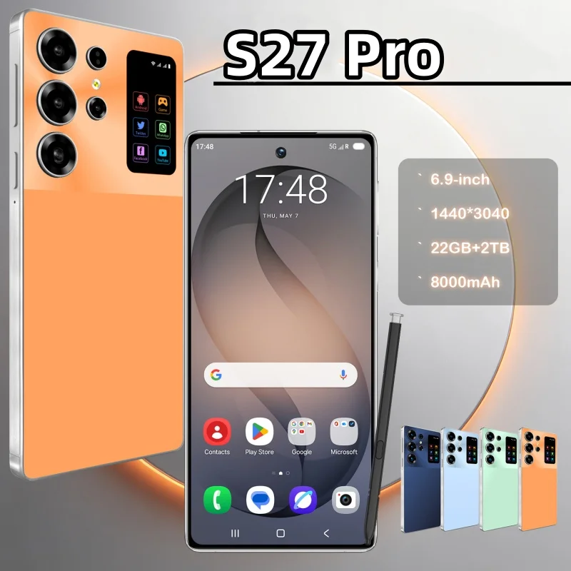 2026 New Hot S27 Pro  original global version HQ intelligent 4G 5G Snapdragon 8 Gen4 8000mAh battery dual card dual standby