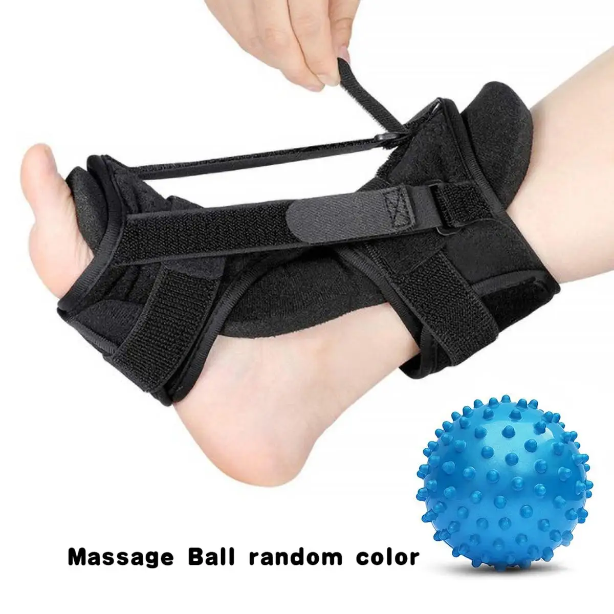 Plantar Fasciitis Night Splint Adjustable Foot Drop Orthotic Brace Breathable Night Splint with Massage Ball for Easing Pains