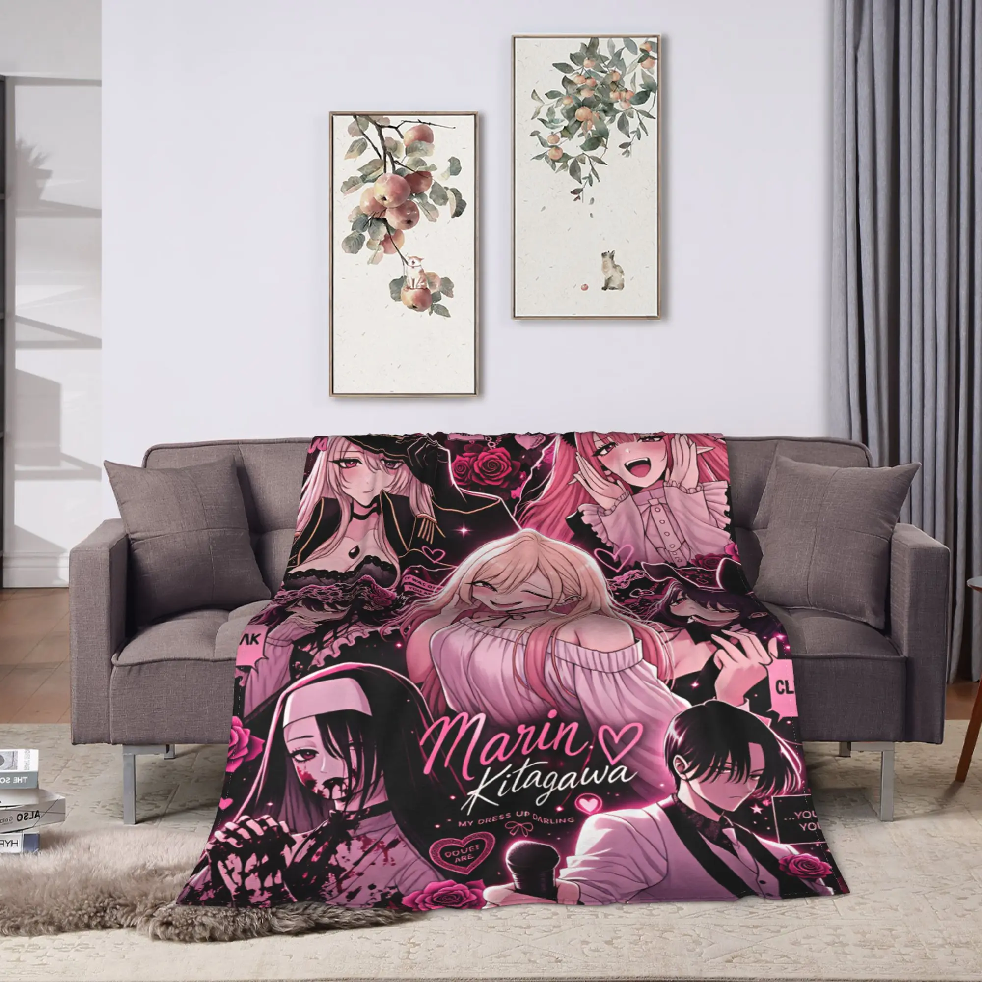 Marin Kitagawa Blanket Japan Anime  Warm Fashion Plush Throw Blanket For Boy Girl Outdoor Flannel Bedspread Bed Cover