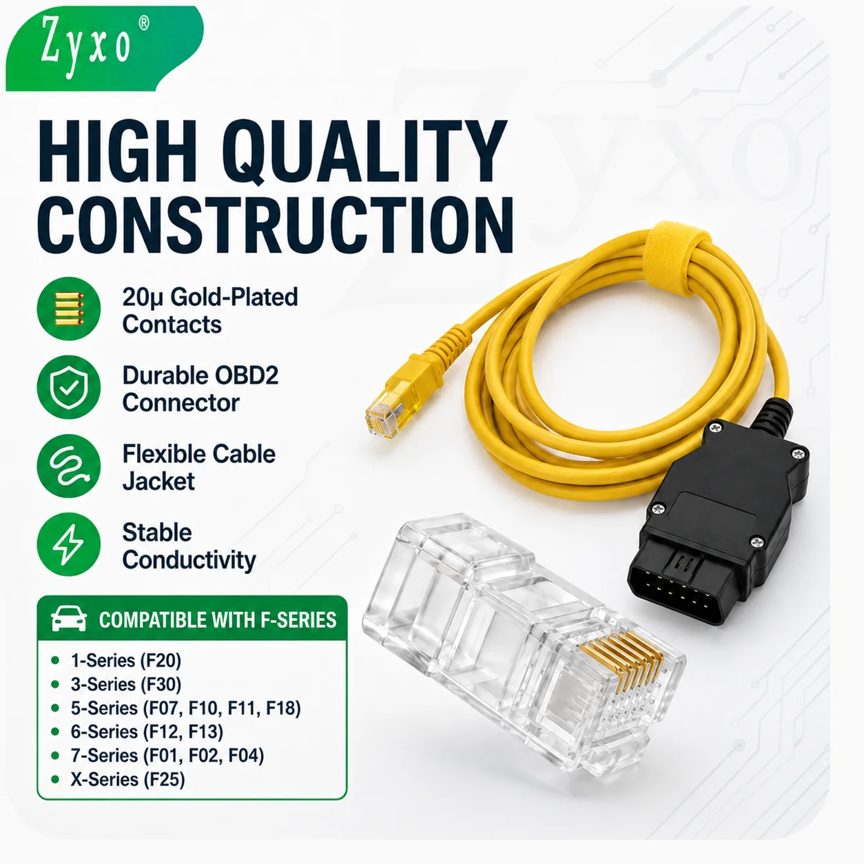 Zyxo® ENET Cable OBD2 Ethernet RJ45 Adapter for BMW F Series Coding Programming Diagnostic Interface ISTA E-SYS OBDII Tool