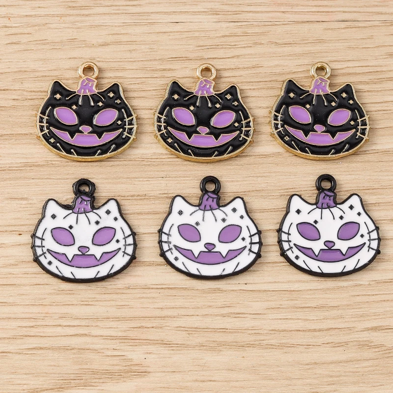 

10pcs 19x20mm Cartoon Enamel Halloween Pumpkin Charms Pendants for Jewelry Making Earrings Necklaces Bracelets DIY Crafts Supply
