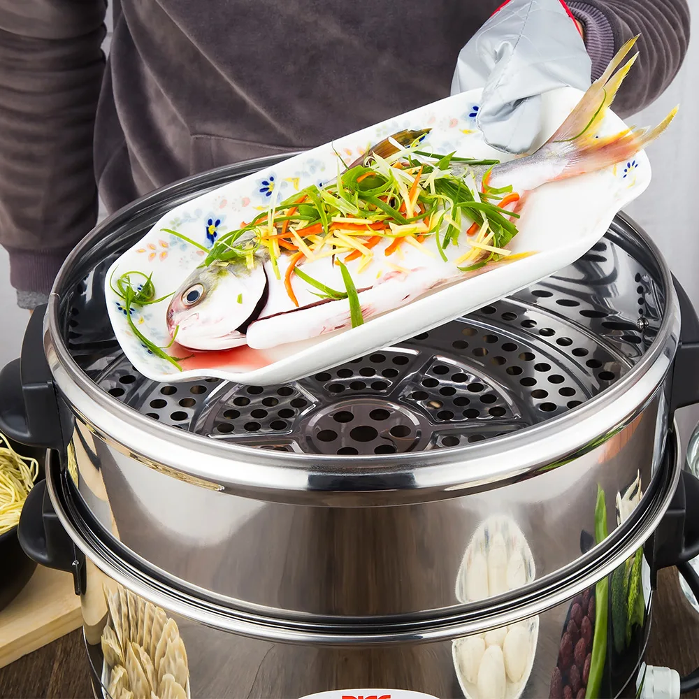 Large-capacity Three Layer Electric Steamer Food warmerMulti-function Bun Food Steamer Commercial Breakfast Steam Machine