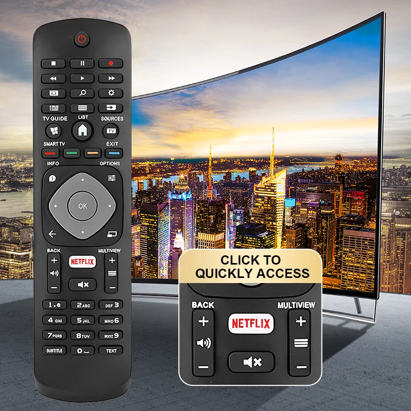 398GR08B Replacement Remote Control for Philips with  Netflix shortcuts