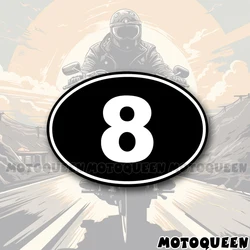 Racing Number 123456789 Vintage Motorcycle Decal Oval Fuel Tank Pad Side Cover Box Helmet Wind Stickers For Motorbike Auto Car