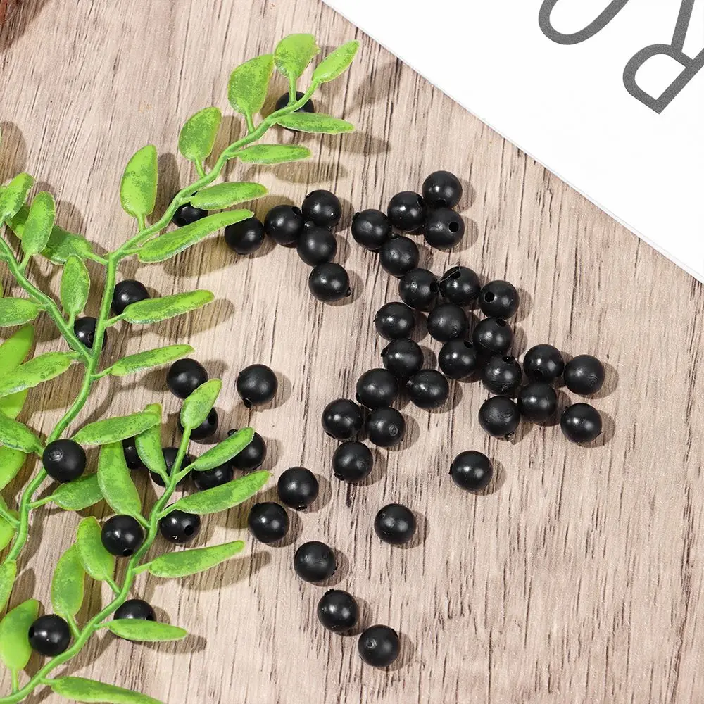100Pcs/Lot 3mm-12mm Plastic Fishing Floats Beads Round Black Soft and Hard Bean High Quality Stoppers Fishing Tools Accessories