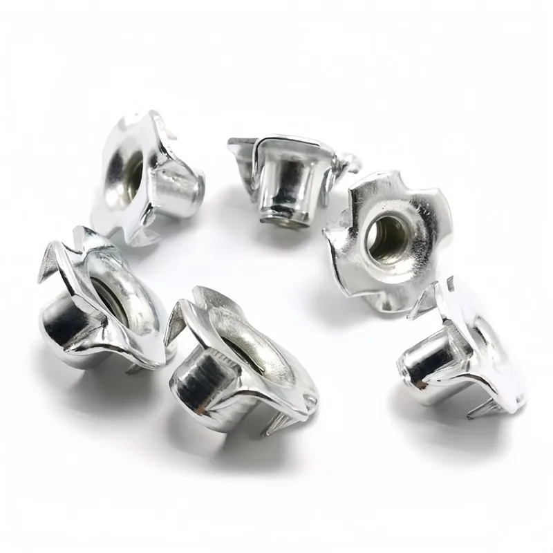 35sets M5 4-Claw T-Insert Nut Corrosion-Resistant Polished 4-Point Lock for Humid Outdoor Wood Product Installation