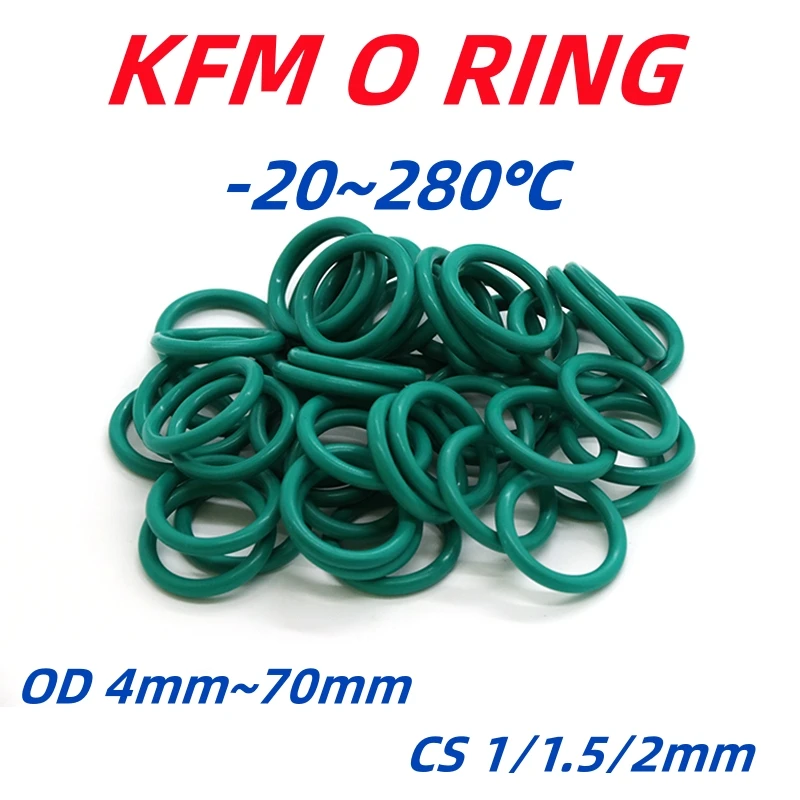 KFM Green Fluorine Rubber O Ring OD 4mm~70mm CS 1/1.5/2mm High Pressure Sealing Gasket Plumbing Automotive Faucet Repair Washer