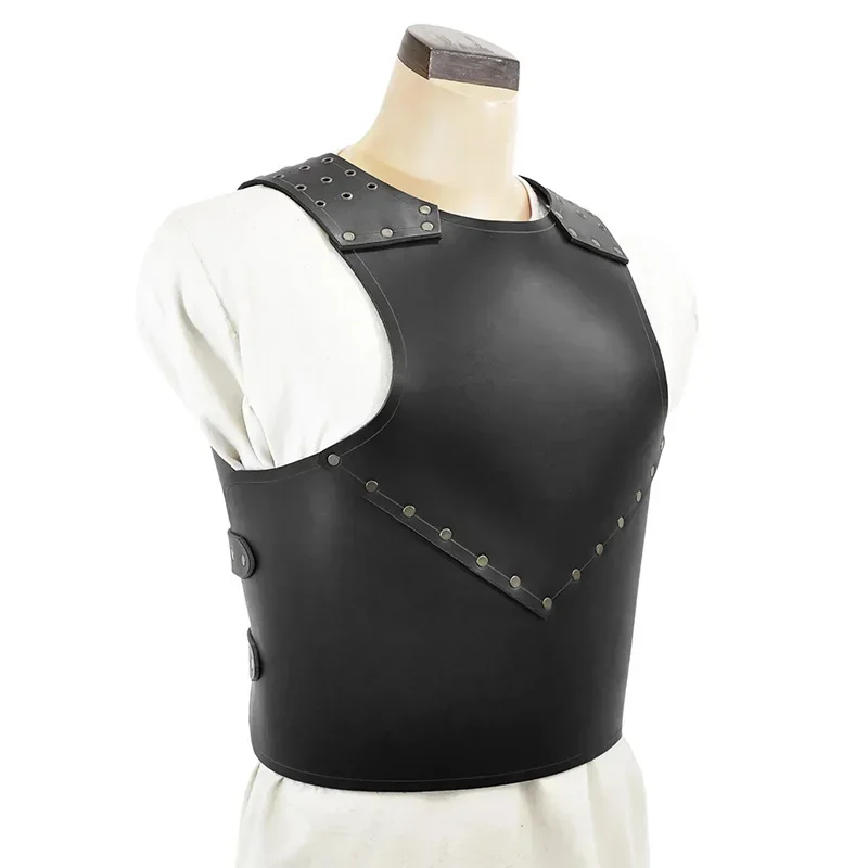 Medieval Steampunk Vintage Viking Warrior Knight Gladiator Chest Armor PU Leather Vest Breastplate Costume For Larp Cosplay