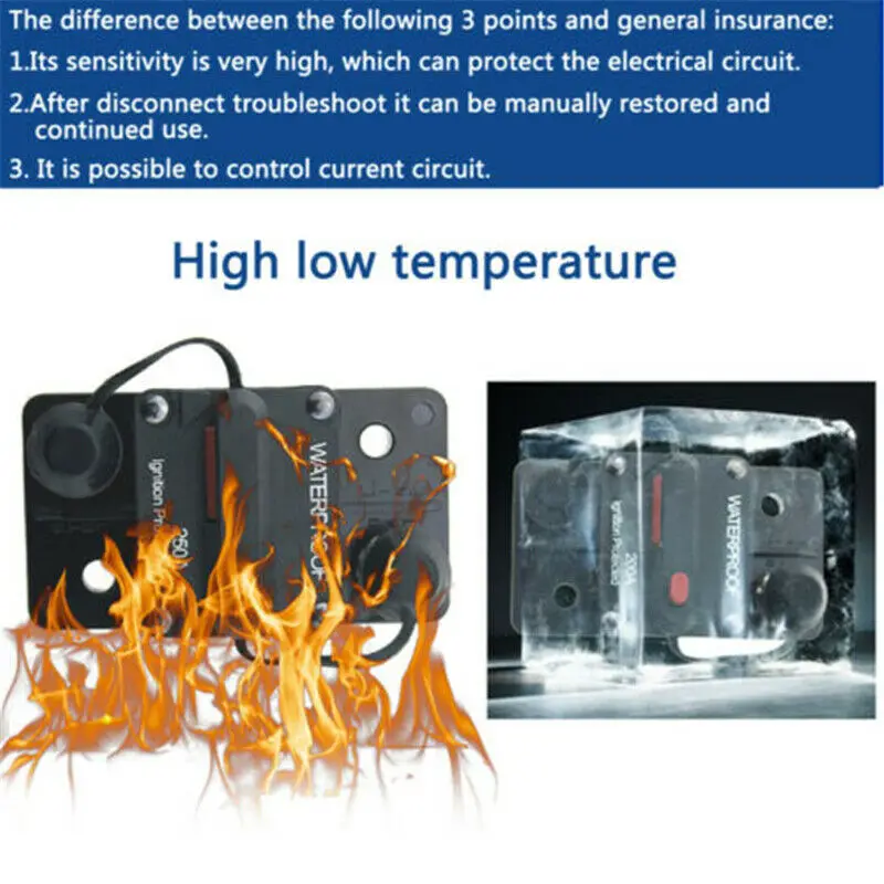 12-48V DC Circuit Breaker Fuse Reset Waterproof 20A 30A 40A 50A 60A 70A 80A 100A 120A 150A 200A 250A 300A AMP for Car Boat Auto