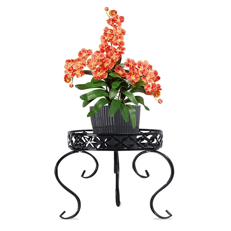 

Black Round Flower Mid Century Metal Plant Stand For Home Plant Stands Indoor Outdoor