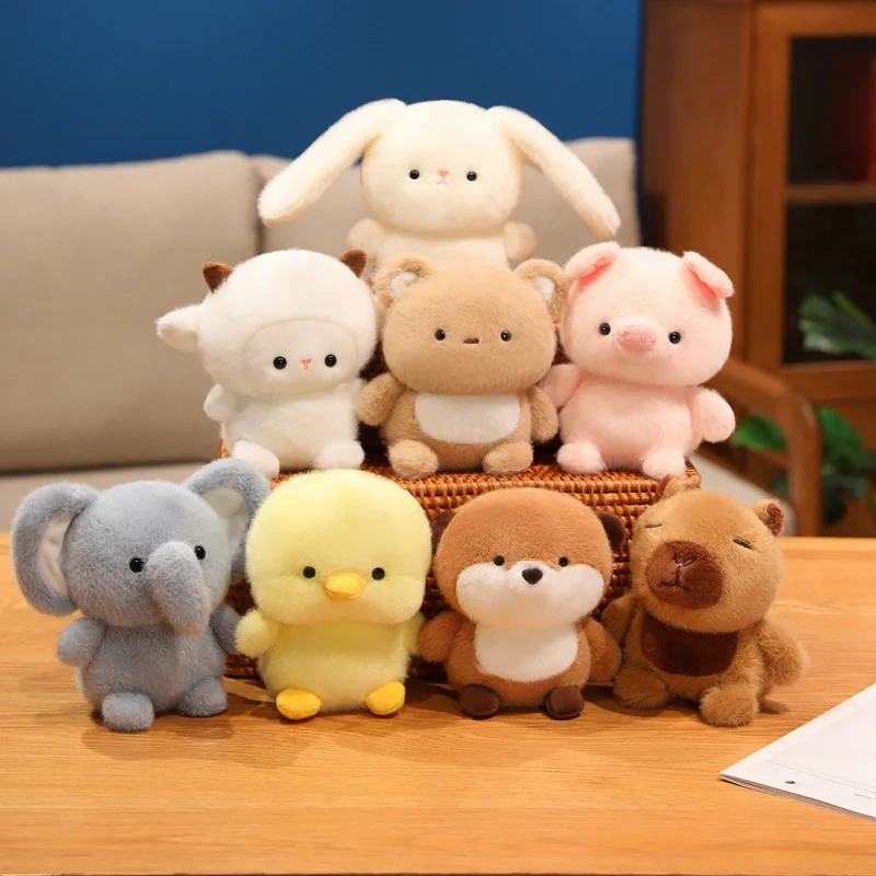 16CM Kawaii Cartoon Forest Animal Chicken Elephant Stuffed Animal Plush Toy Children's Pig and Sheep Handmade Doll