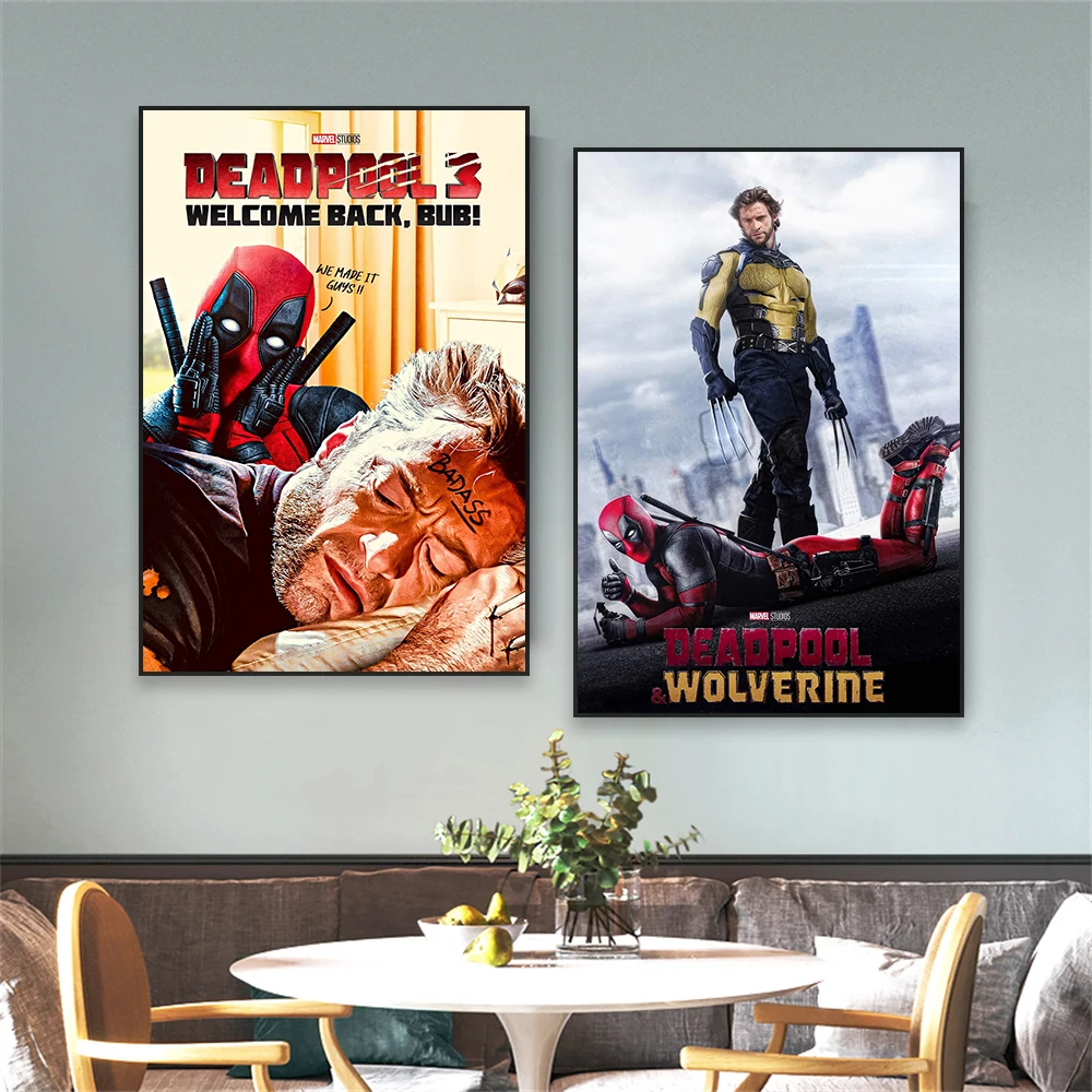 New Deadpool and Wolverine Poster Disney Superhero Movie Prints Funny Film Art Motivational Canvas Painting Boys Bedroom Decor