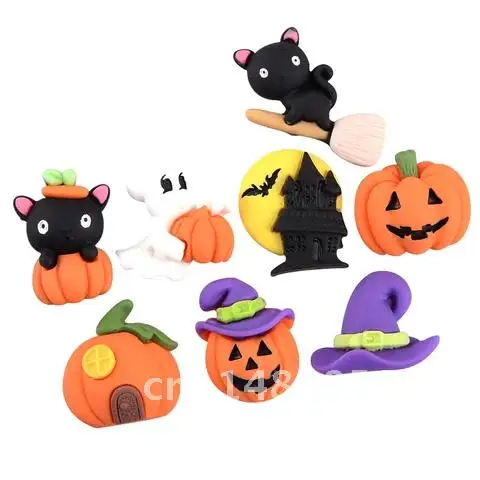 20-100Pcs Christmas Decor Cartoon Resin Halloween Series Scrapbook Patches DIY Craft Cute Kids Hairpin Brooch Toys Accessories