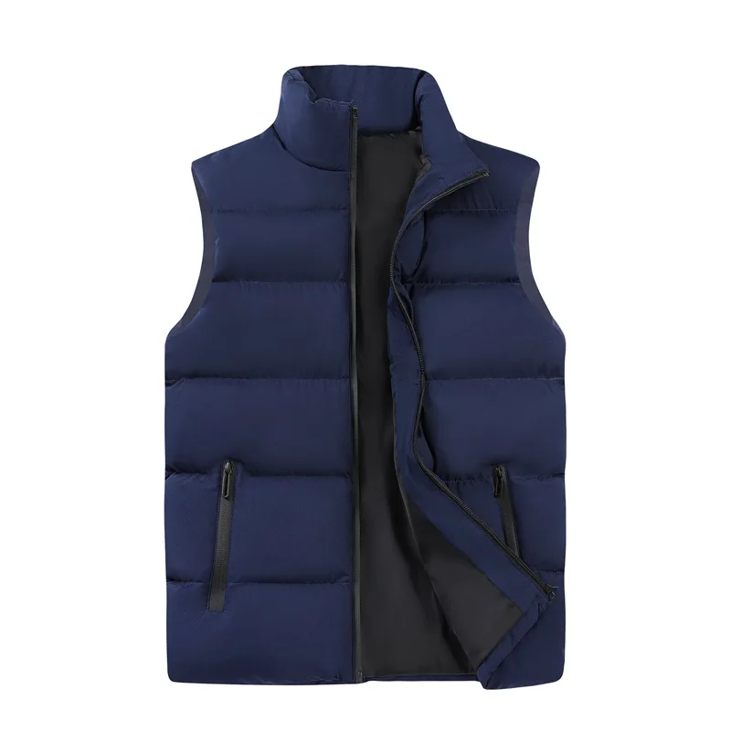 Autumn Winter Casual Vest For Man Loose Plus Size Stand Collar Padded Waistcoat Lightweight Warm Sleeveless Down Cotton Vest