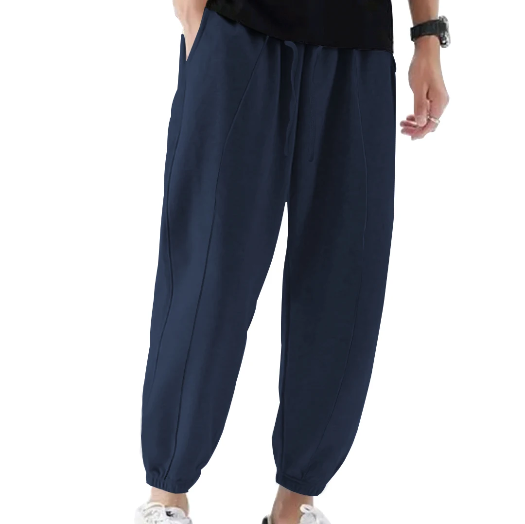 Cross-border Amazon new solid color plus-size casual pants men's summer trend loose leg pants