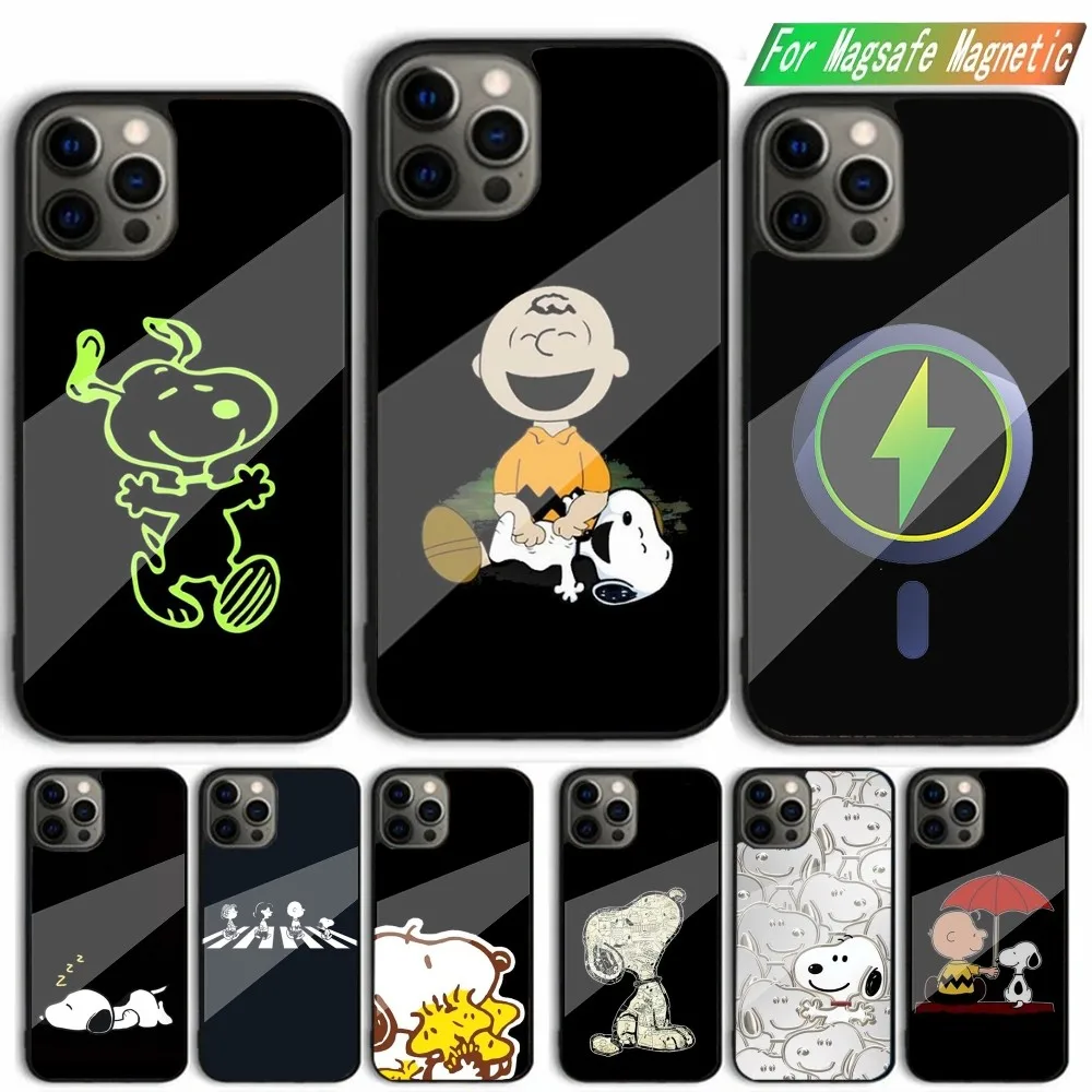 Cartoon S-SnoopyS-S Dog Phone Case For iPhone 15,14,13,12,11,Plus,Pro,Max Mini Magsafe Magnetic Wireless Charging