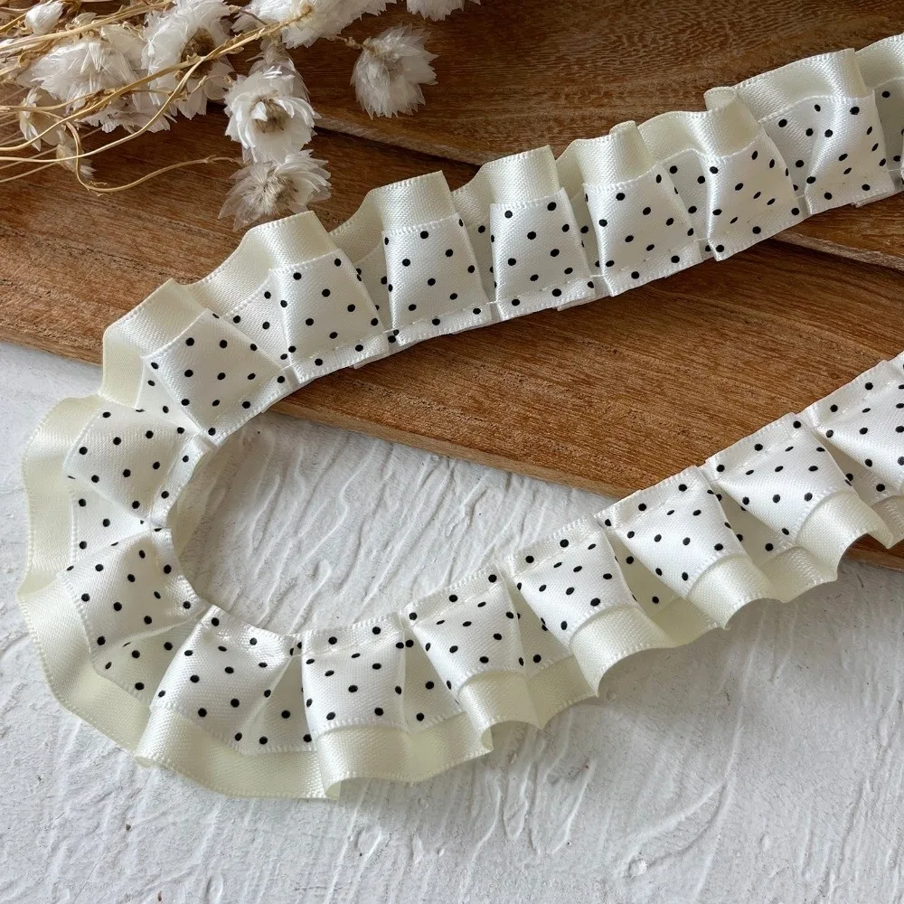 2M Pleated Ribbon Trim DIY Collar Cuff Trim Lolita Dress Ribbon Needlework Crafts Ruffle Trim Decor Clothing Trim